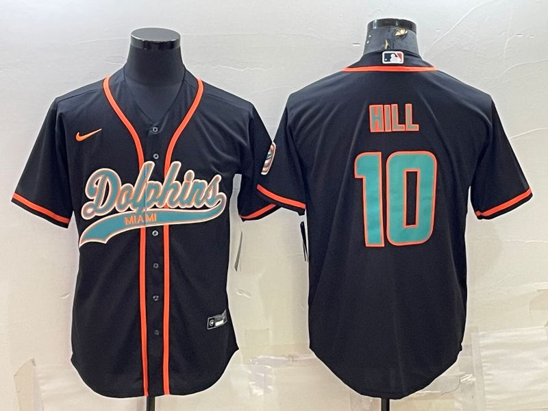 Men Miami Dolphins #10 Hill Black 2022 Nike Co branded NFL Jersey->customized nfl jersey->Custom Jersey